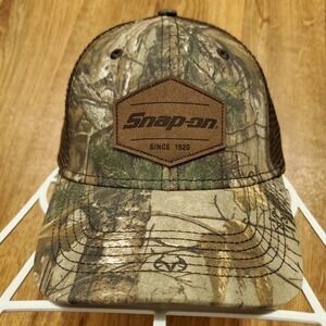Snap-on Tools Hat Cap Men Green Camouflage Realtree Mesh Logo Patch Hunting